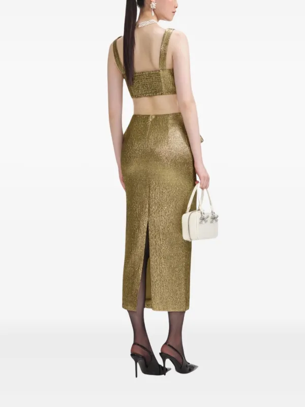 スカート SELF PORTRAIT LLIC JACQUARD MIDI SKIRT Self-Portrait Jacquard Midi Skirt | Gold | FARFETCH CA