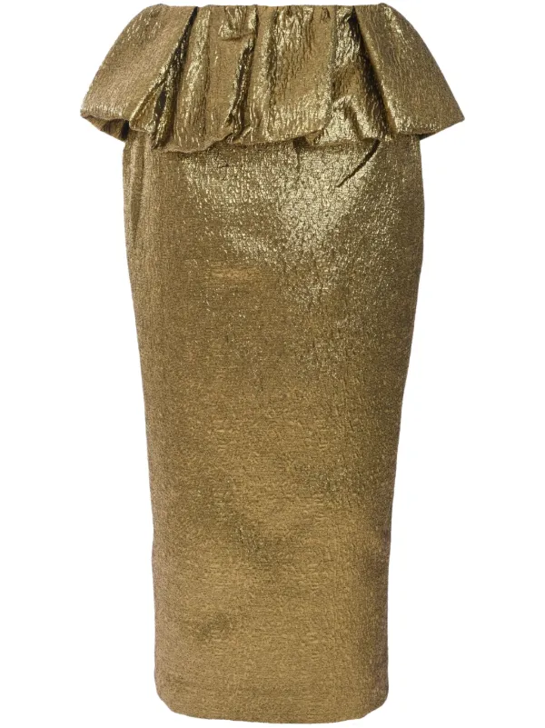 スカート SELF PORTRAIT LLIC JACQUARD MIDI SKIRT Self-Portrait Jacquard Midi Skirt | Gold | FARFETCH CA