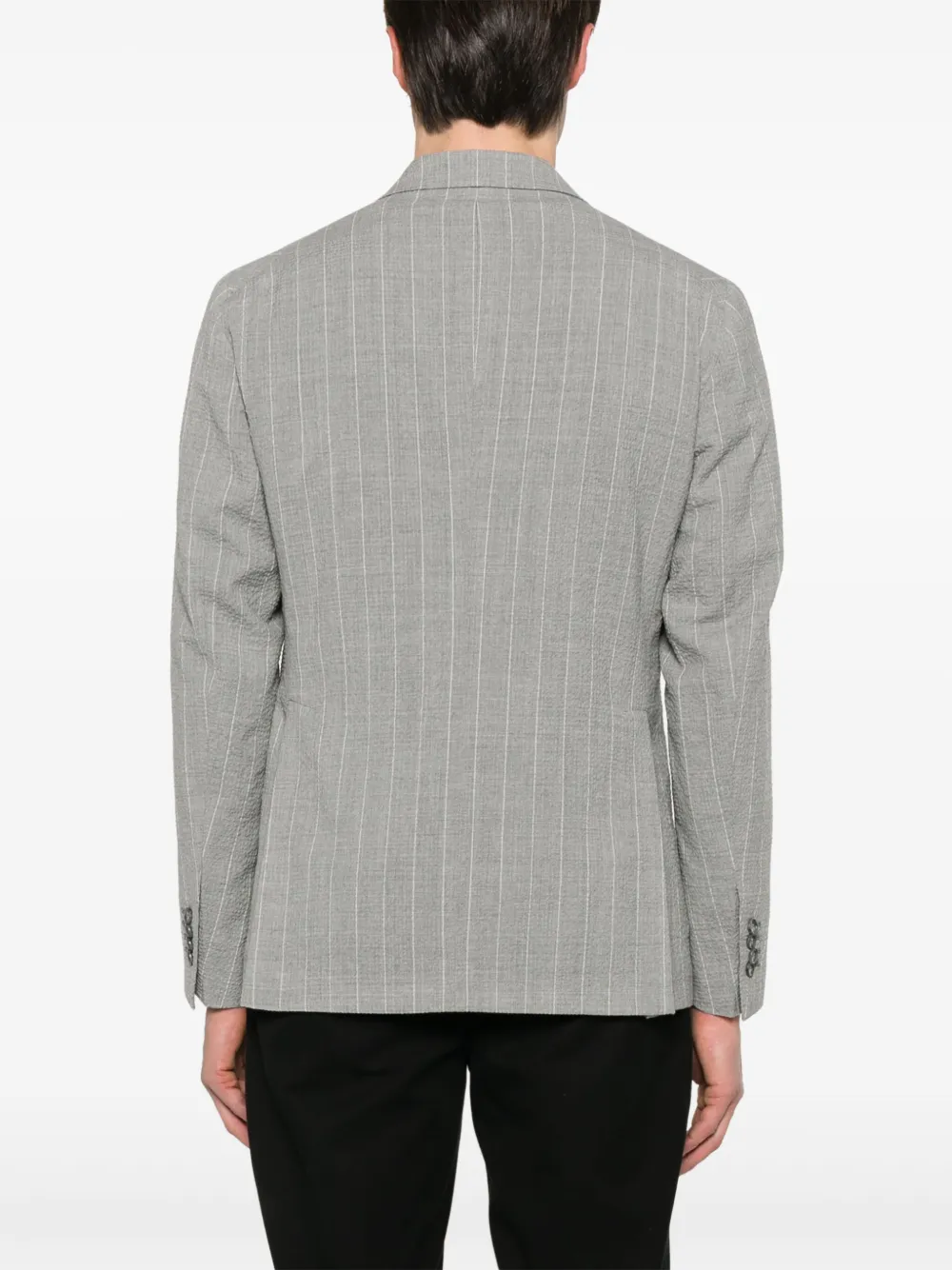 Shop Tagliatore Pinstriped Blazer In Grey