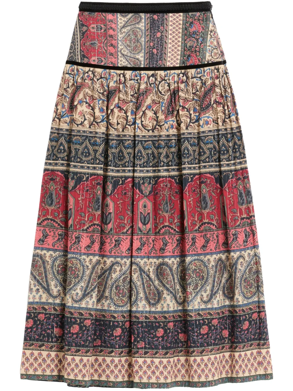Valentino High Waist Cotton Blend Skirt In Multi