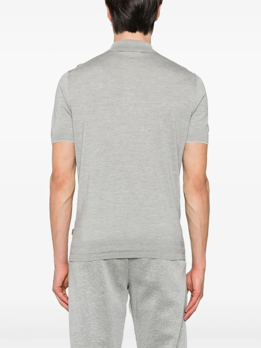 BOSS Gebreid poloshirt Grijs