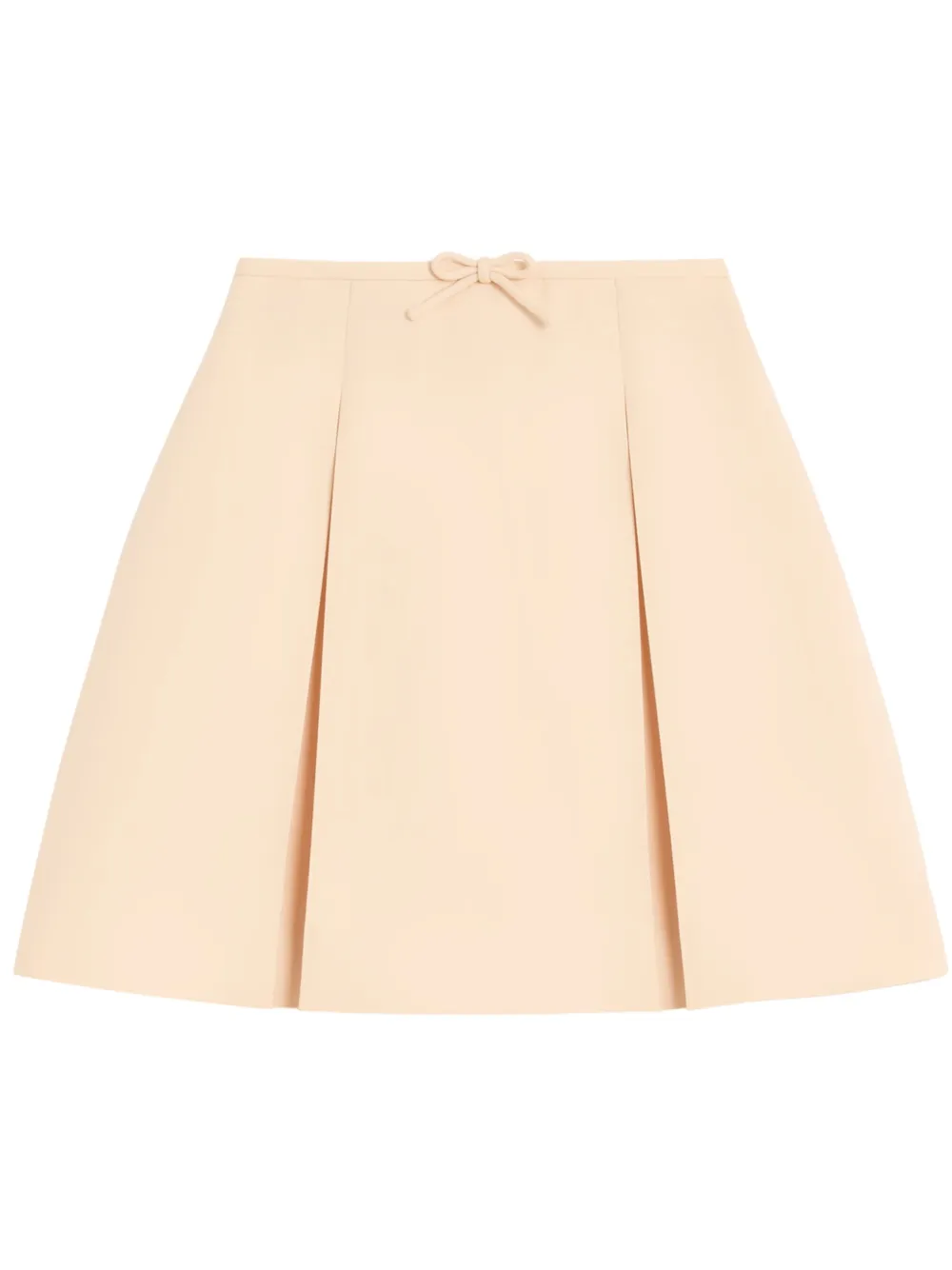 Valentino Womens Betulla Bow Pleated Wool-silk Woven Mini Skirt In Neutrals