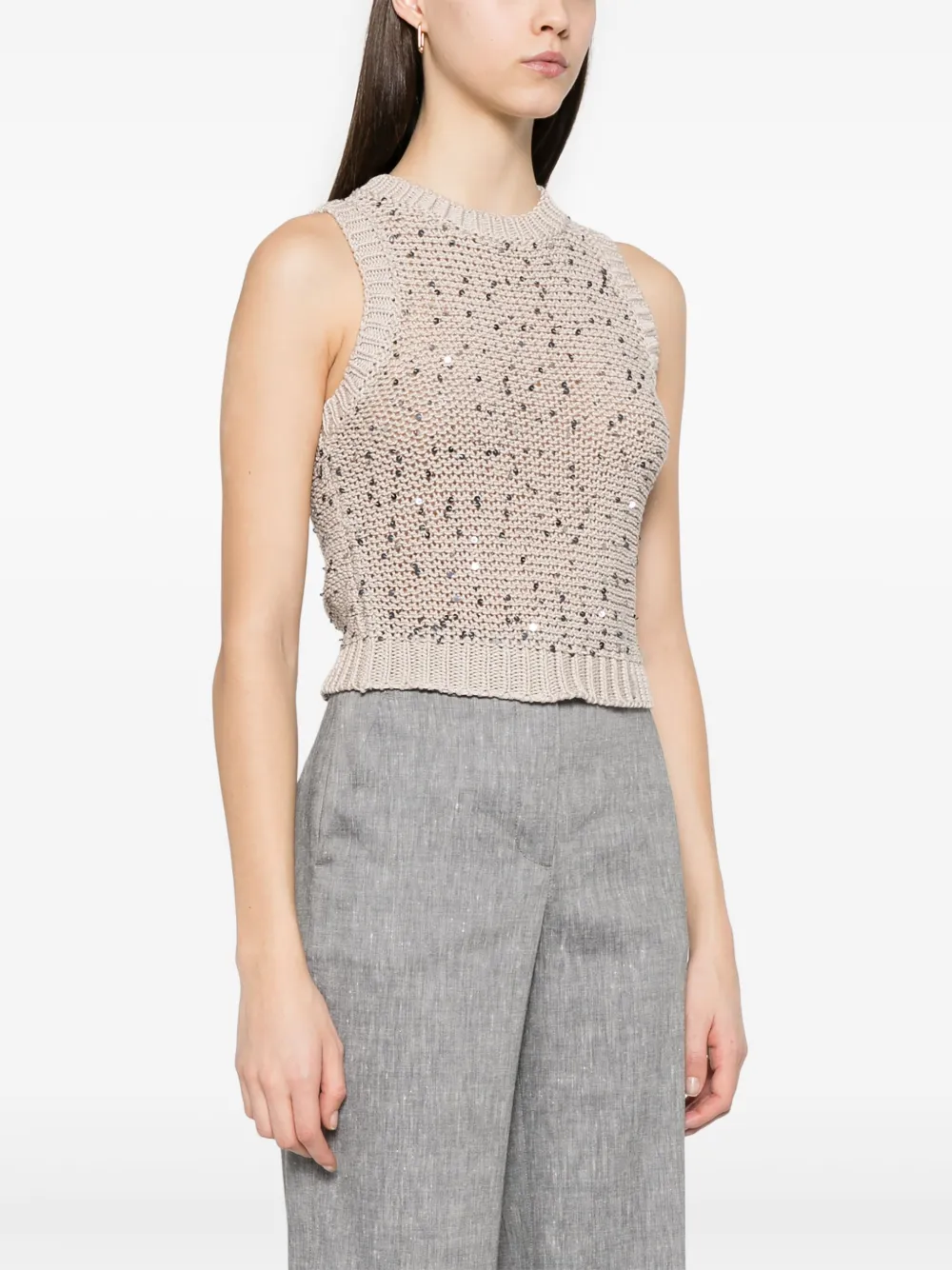 Shop Peserico Knitted Tank Top In Neutrals