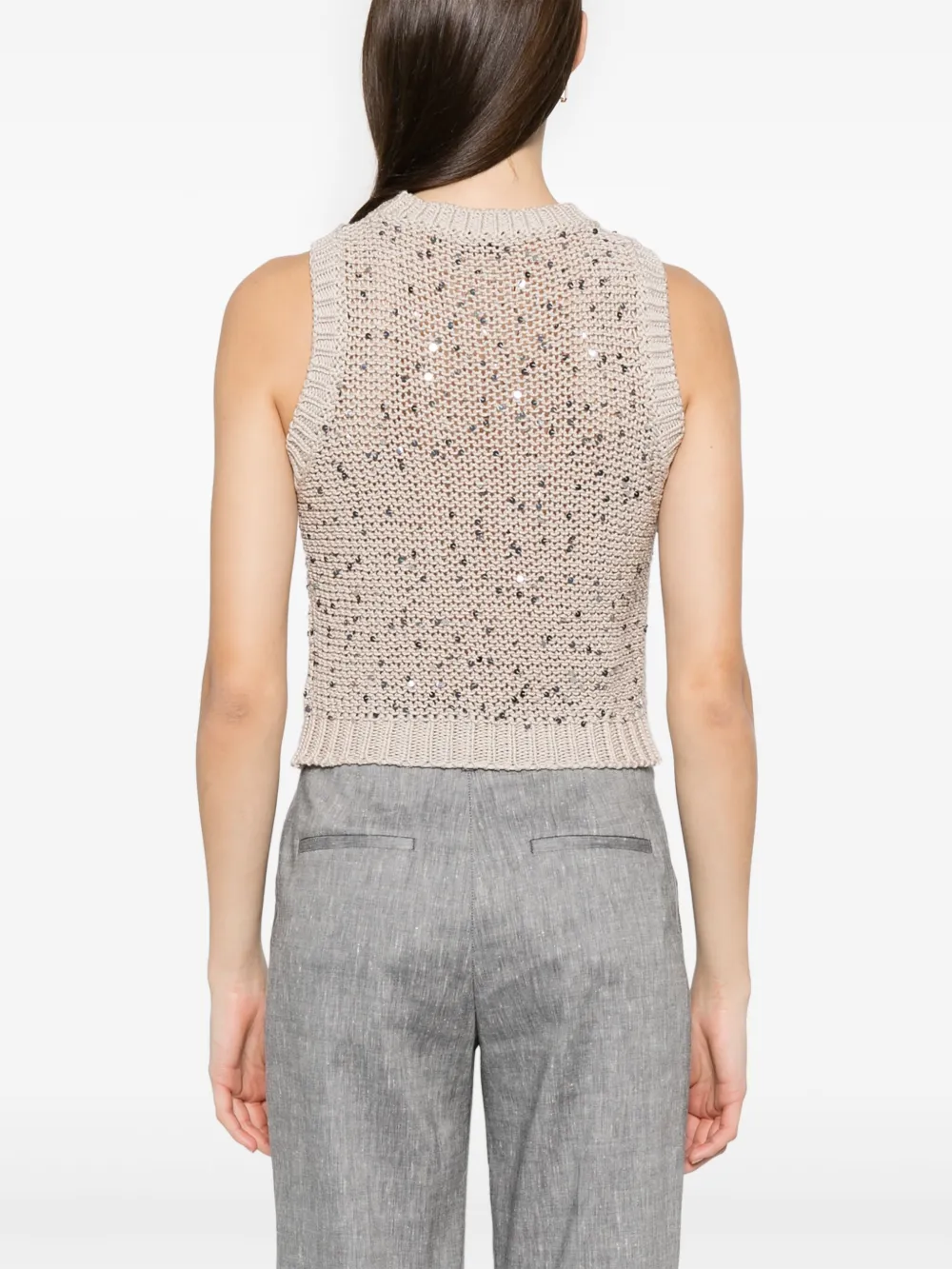Shop Peserico Knitted Tank Top In Neutrals