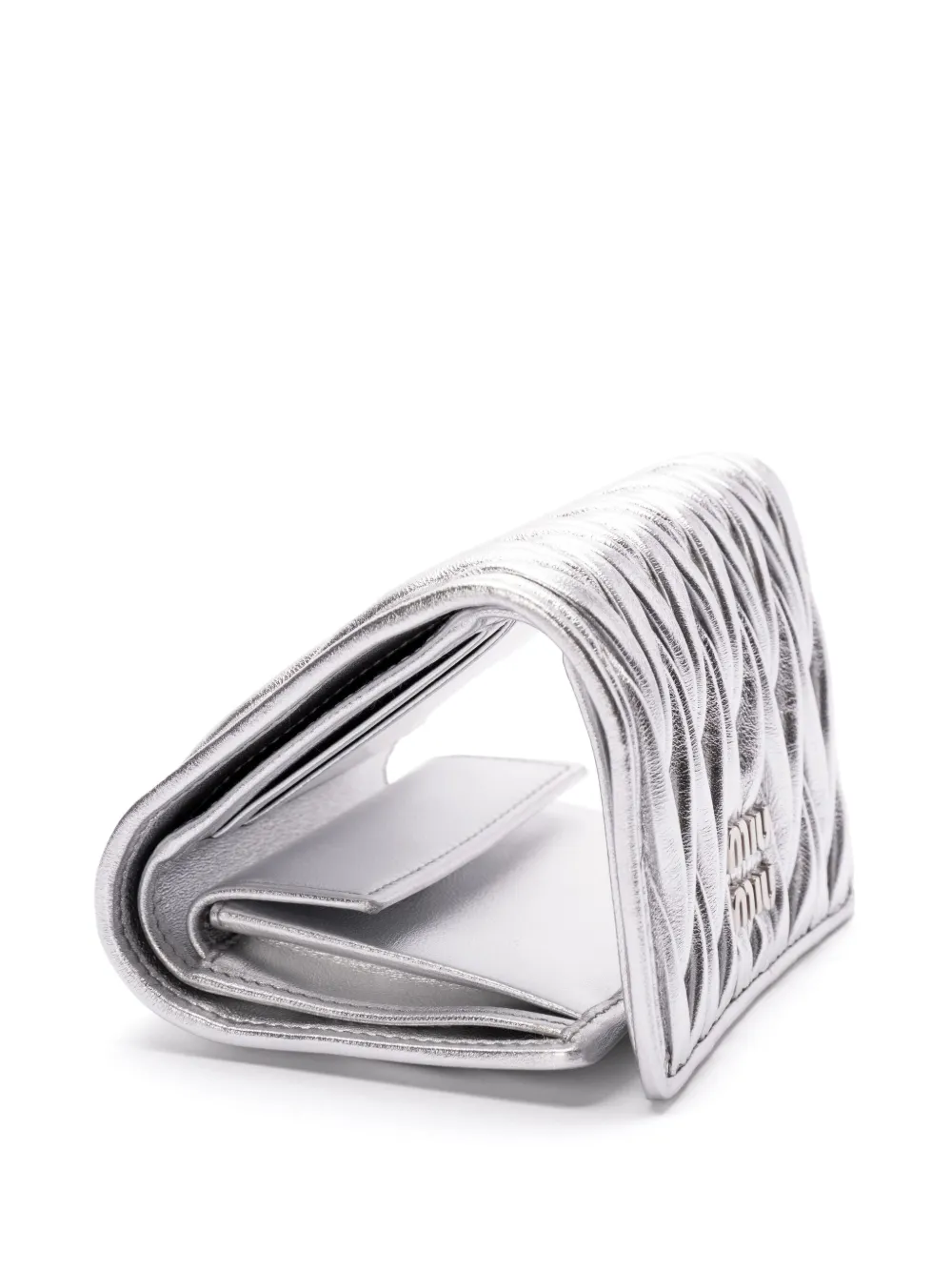 Miu Matelassé kleine portemonnee Zilver