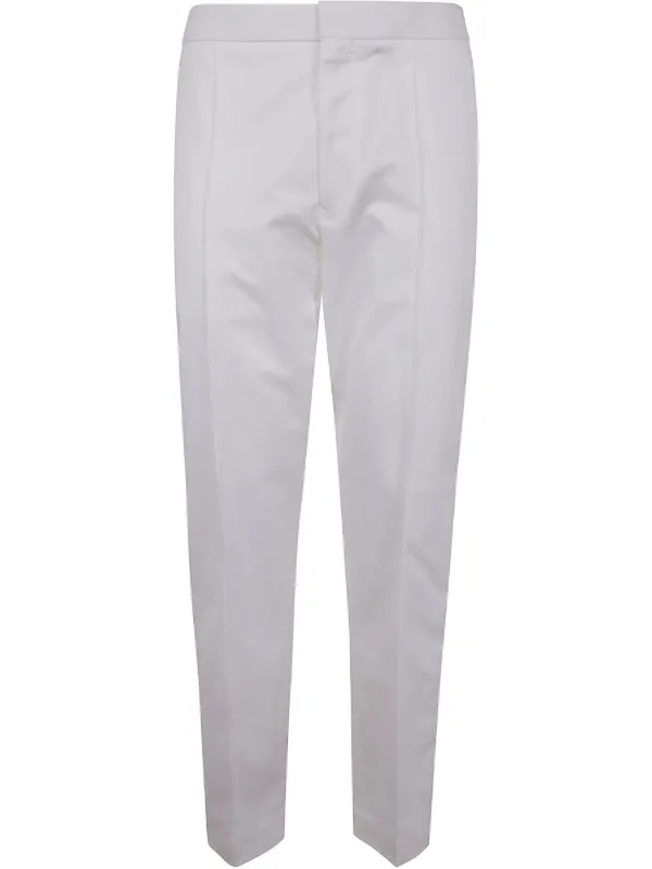 ZEGNA ホワイトストレッチコットンパンツ　S White Summer Chino Cotton and Linen Pants SS25 26558718