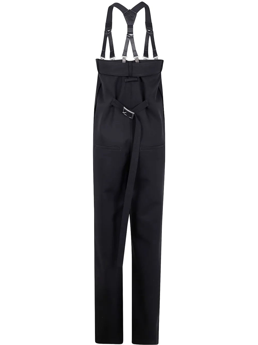 Jean Paul Gaultier leather-trimmed jumpsuit - Zwart