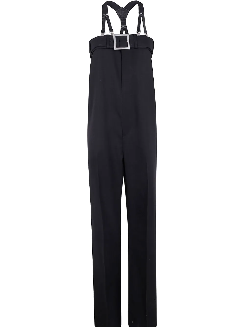 leather-trimmed jumpsuit