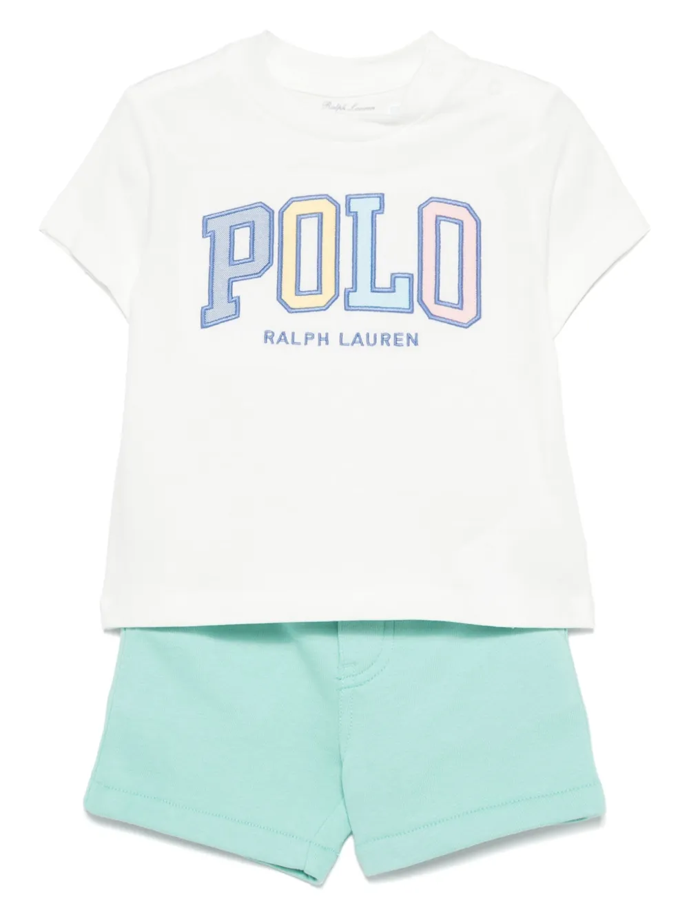 POLO RALPH LAUREN KIDS logo-embroidered shorts set Wit