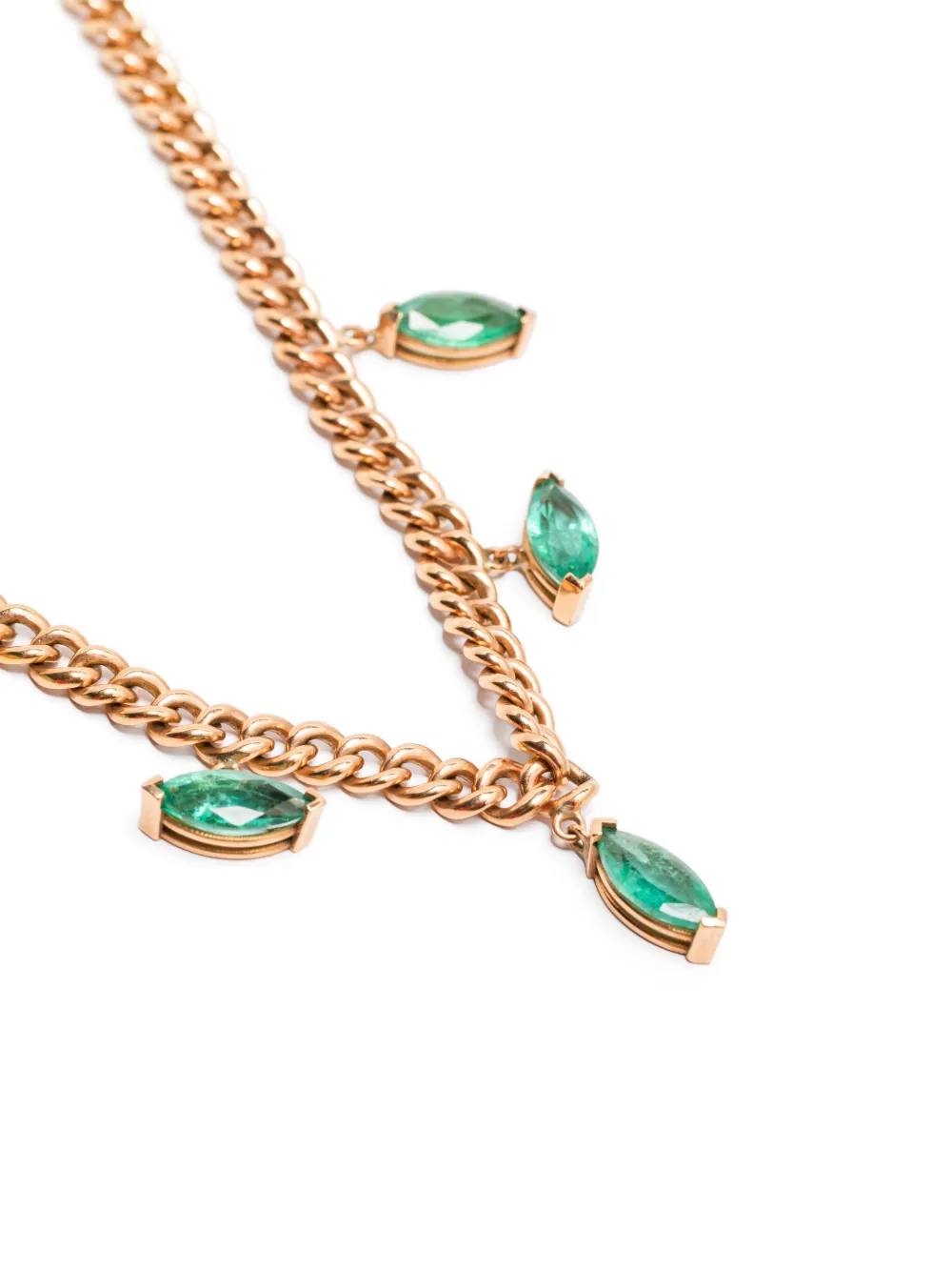Shay 18k Rose Gold Emerald Marquise Necklace In Gold