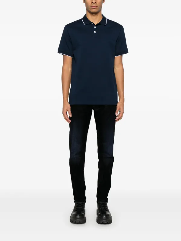 Giorgio Armani Cotton Polo Shirt | Blue | FARFETCH