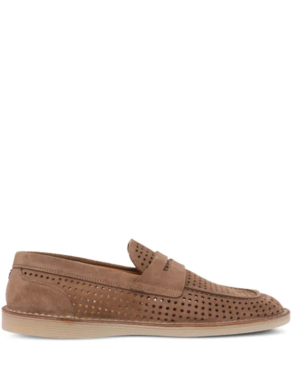 Dolce & Gabbana Brown White Calfskin Leather Loafers Shoes Dolce and Gabbana Calfskin Loafers | Designer Fashion outlet  main image 3