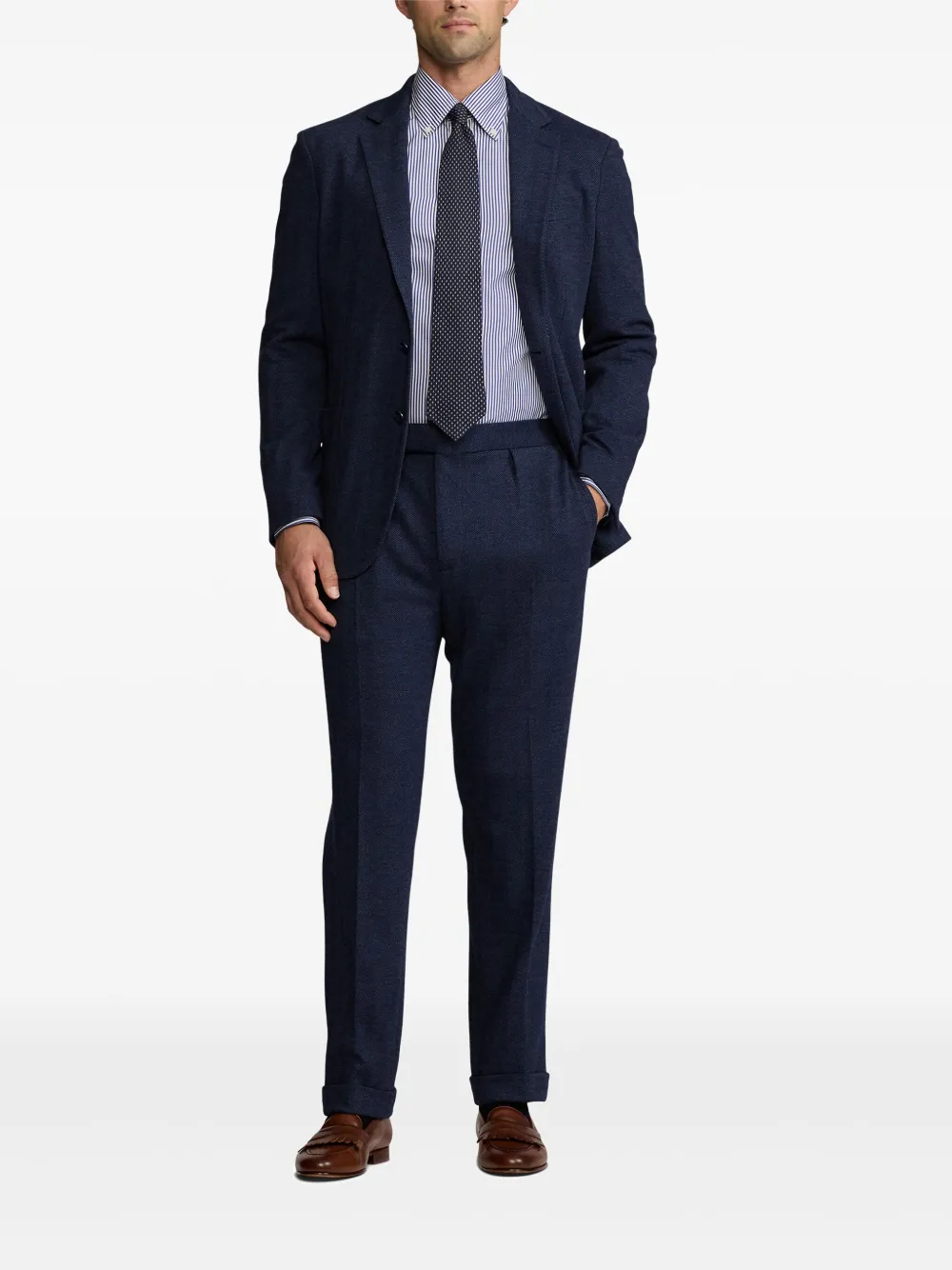 Ralph Lauren Purple Label Stopdas met jacquard-patroon - Blauw