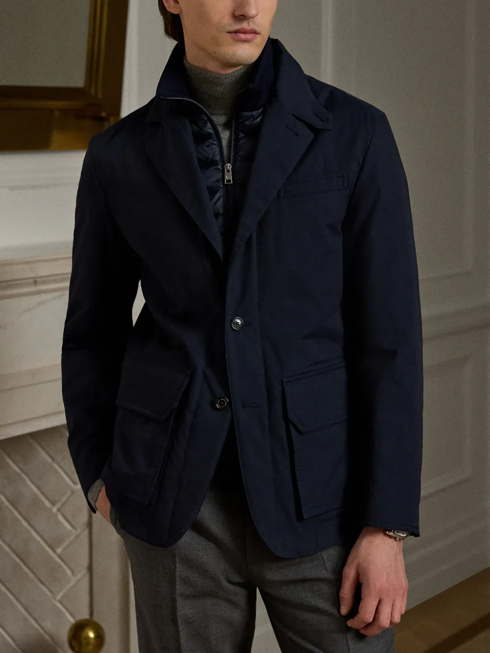 Ralph Lauren Purple Label Gelaagd jack Blauw