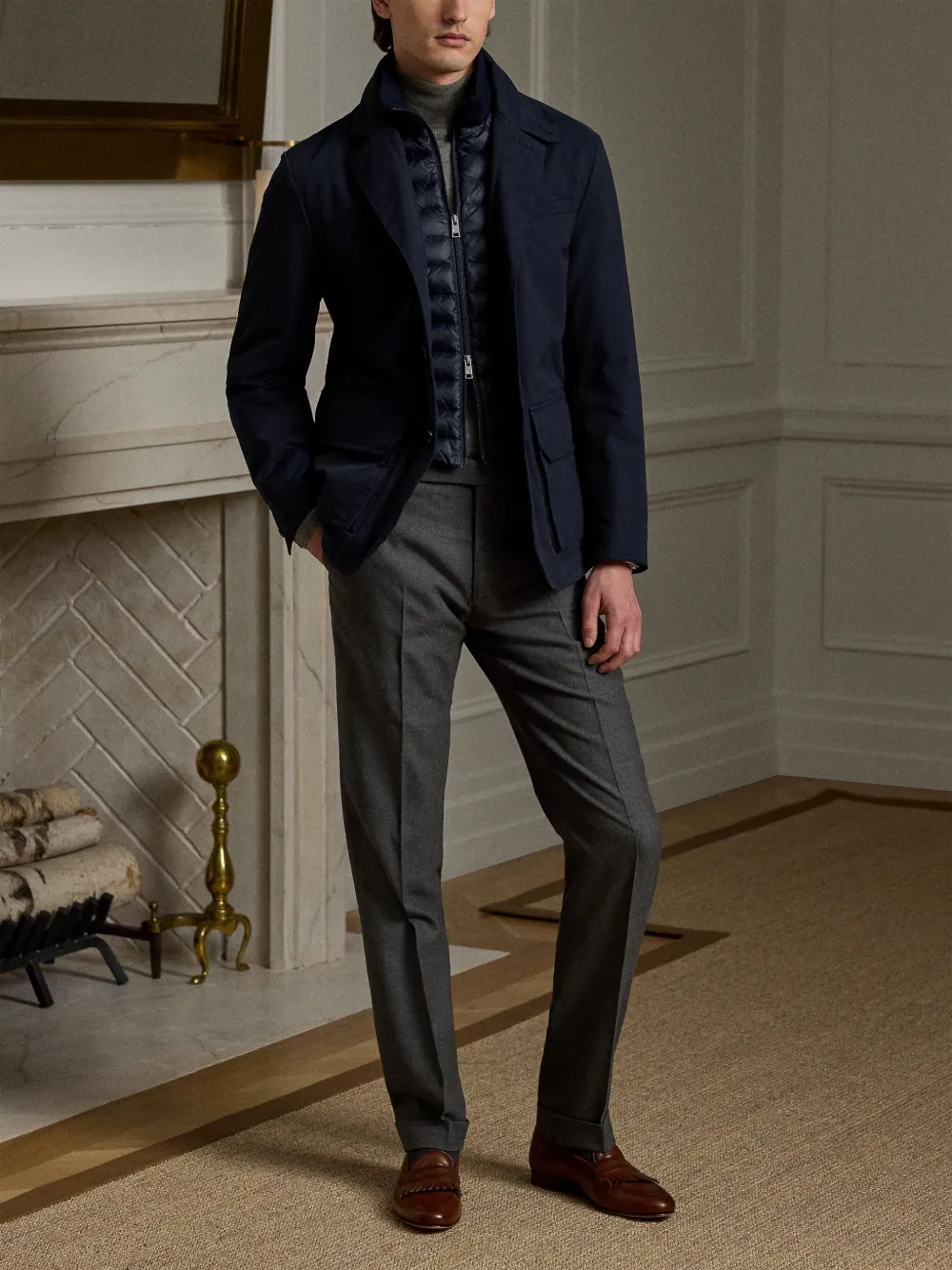 Ralph Lauren Purple Label Gelaagd jack Blauw