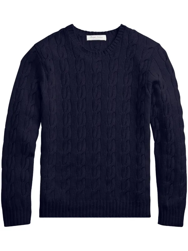 Ralph Lauren Purple Label cable-knit Cashmere Sweater Blue FARFETCH IN
