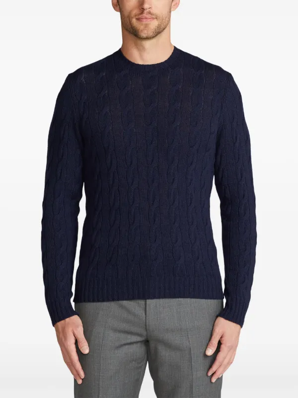 Ralph Lauren Purple Label cable-knit Cashmere Sweater | Blue