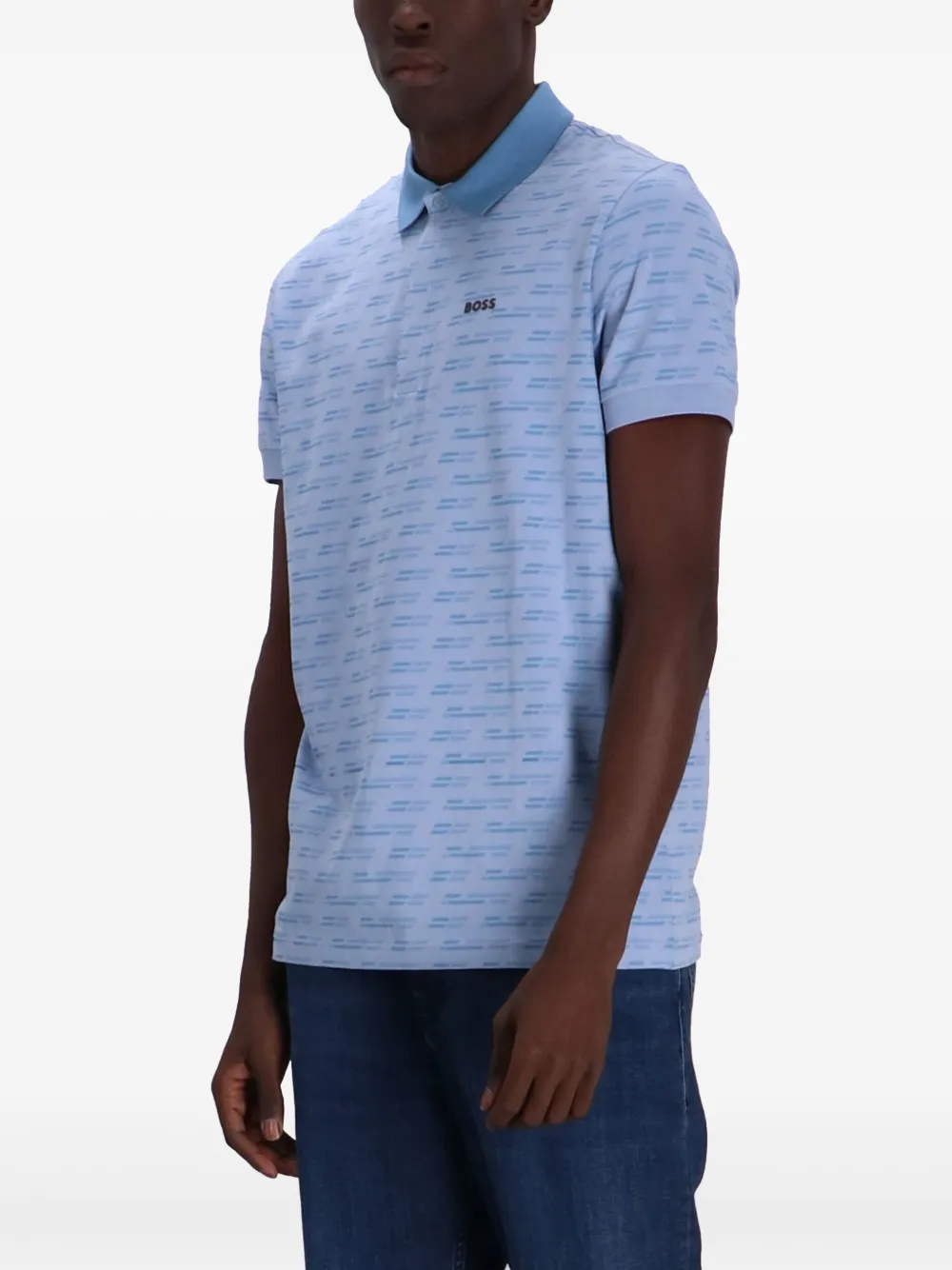 BOSS Poloshirt met logoprint Blauw