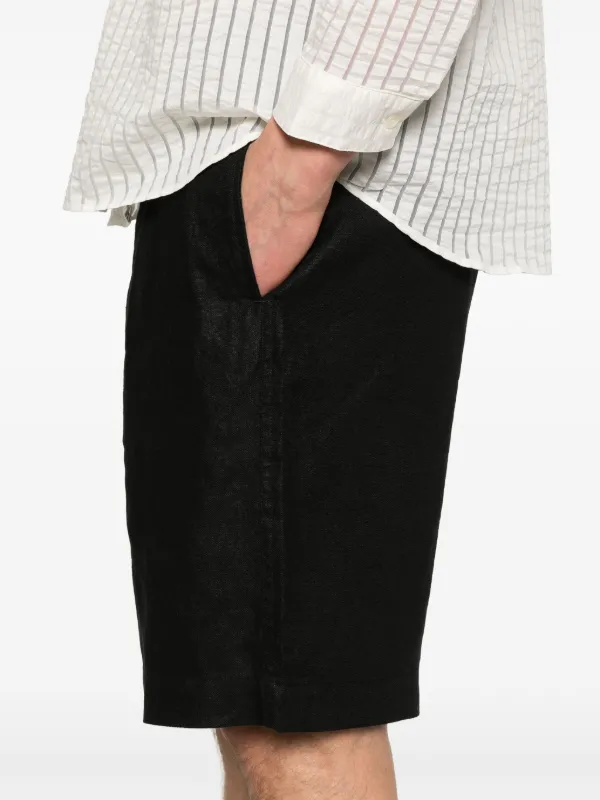 パンツ SUNFLOWER Pleated Linen Short - Black 46 Sunflower - Pleated Linen Shorts Black – STRØM