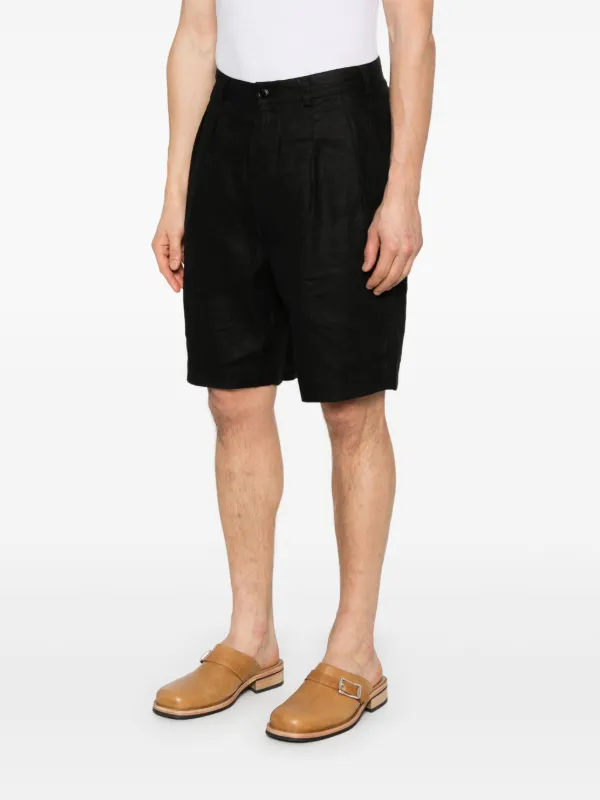 パンツ SUNFLOWER Pleated Linen Short - Black 46 SUNFLOWER Pleated Linen Shorts Sunflower