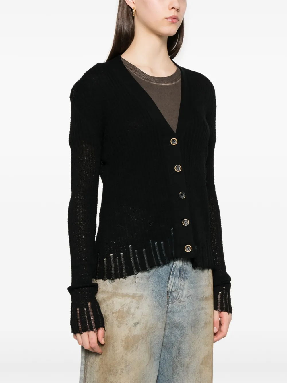 Uma Wang Geribbeld vest Zwart