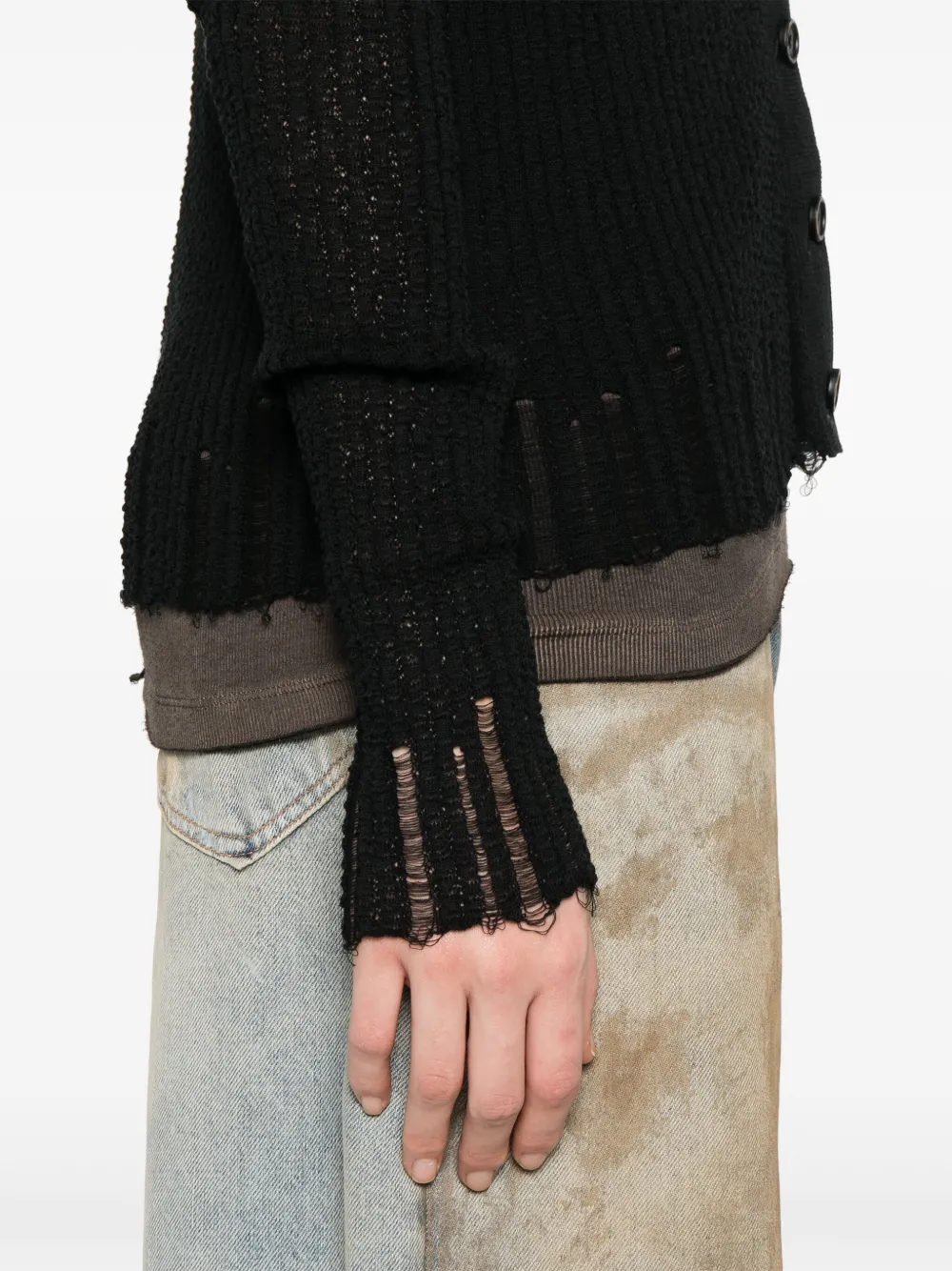 Uma Wang Geribbeld vest Zwart