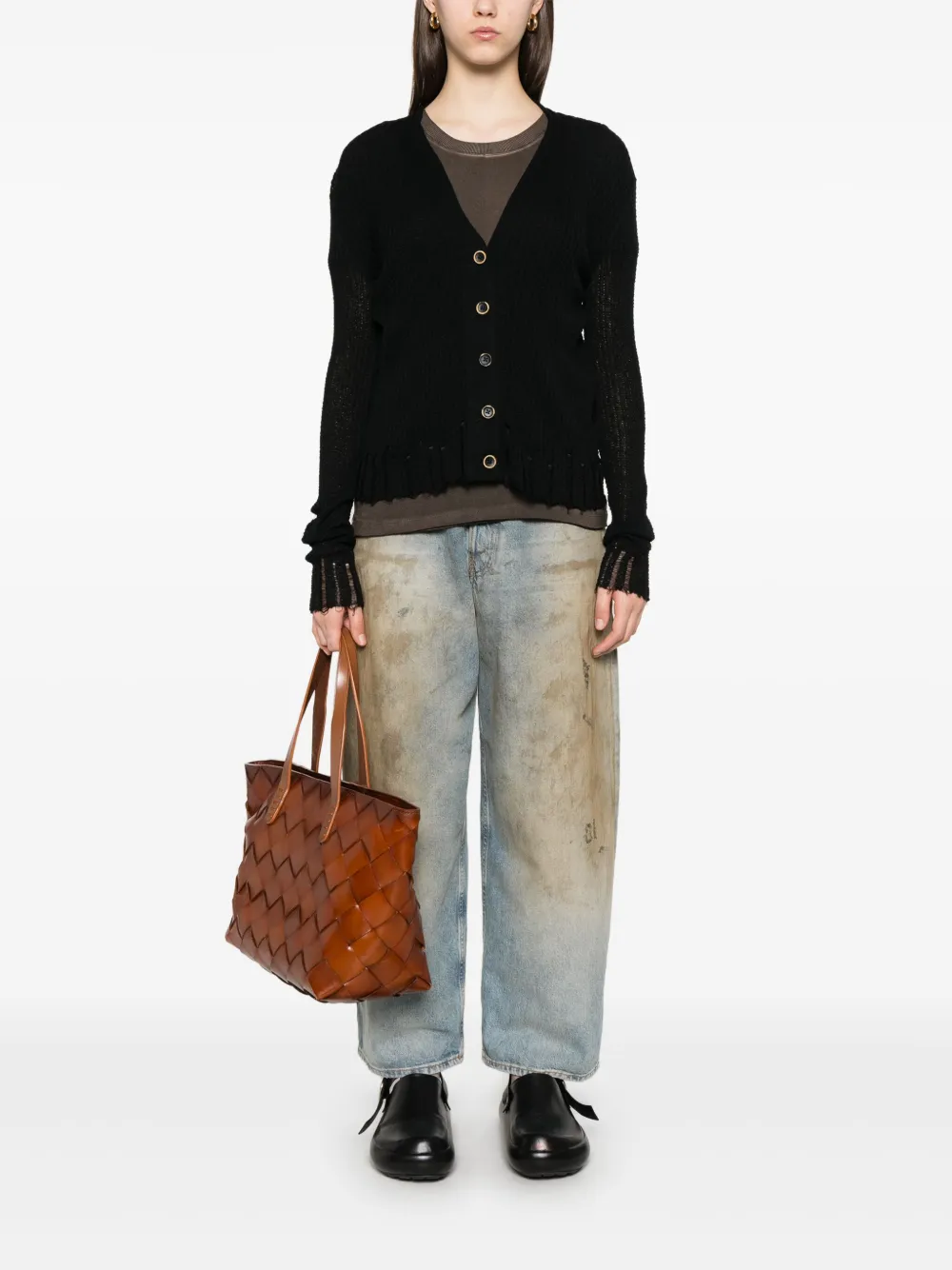 Uma Wang Geribbeld vest Zwart