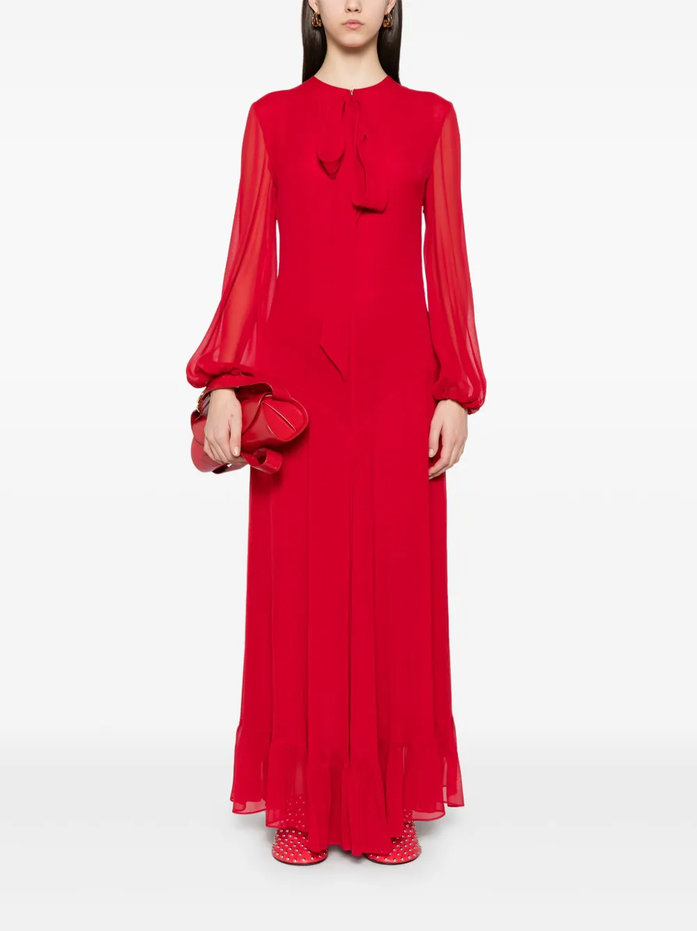 Philosophy Di Lorenzo Serafini Semi-doorzichtige maxi-jurk - Rood