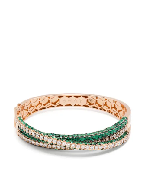 SHAY 18K rose gold emeralds bracelet