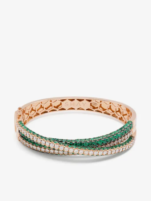 SHAY 18K rose gold emeralds bracelet