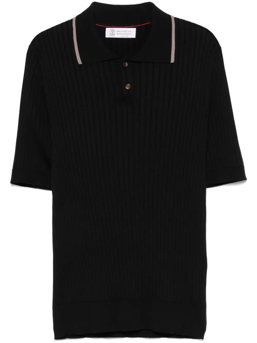 Brunello Cucinelli polo en maille à design nervuré | noir | Image 1