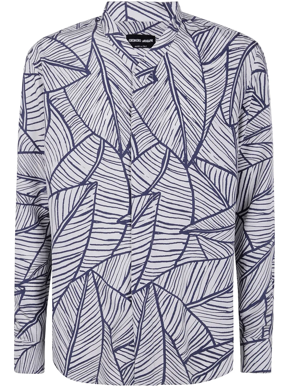 Giorgio Armani Overhemd met bladerprint Blauw