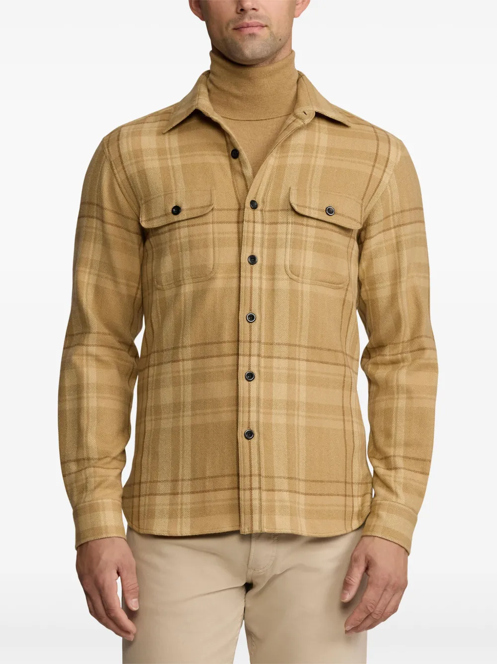 Ralph Lauren Purple Label Geruit overhemd Beige