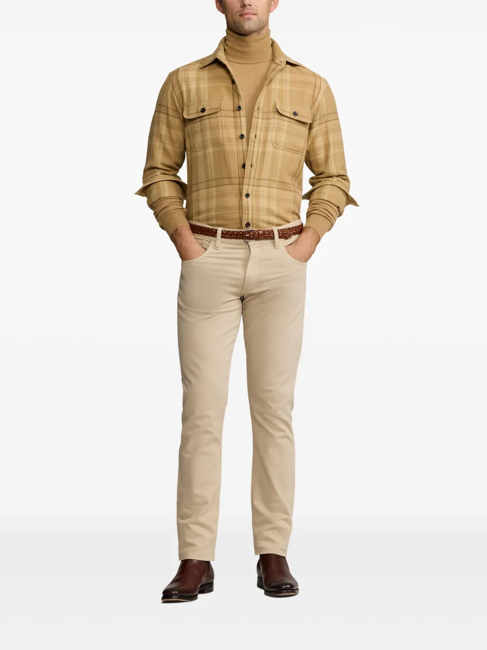Ralph Lauren Purple Label Geruit overhemd Beige