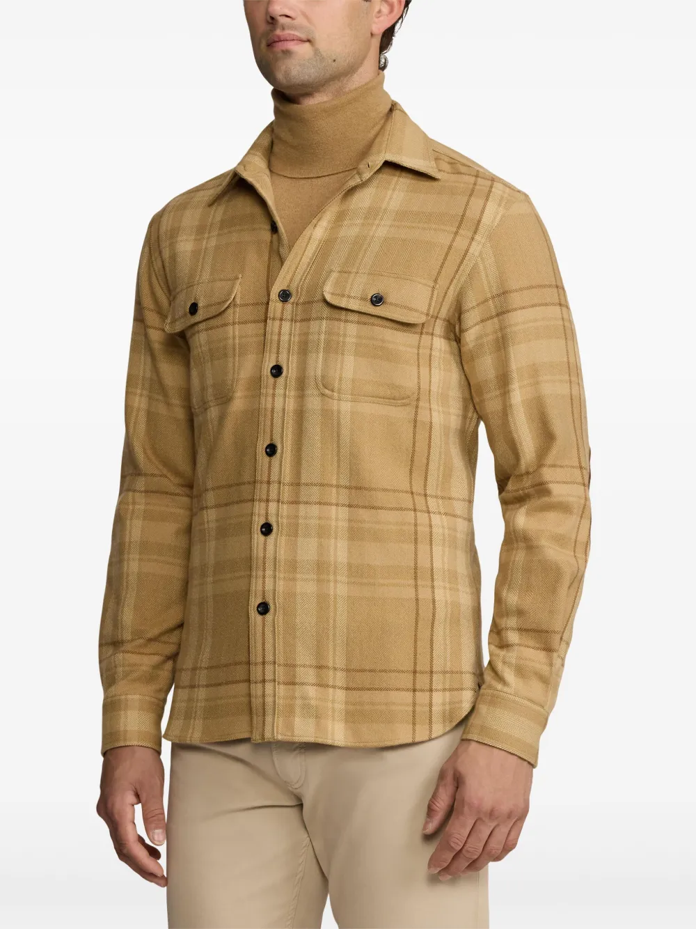 Ralph Lauren Purple Label Geruit overhemd Beige
