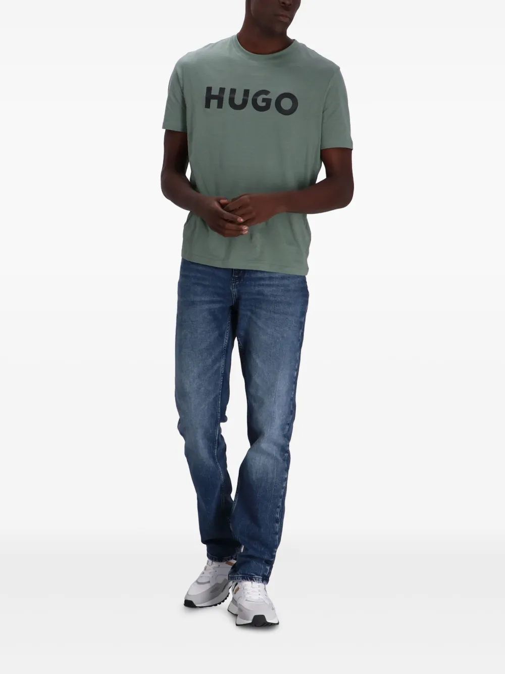 HUGO T-shirt met logoprint - Groen