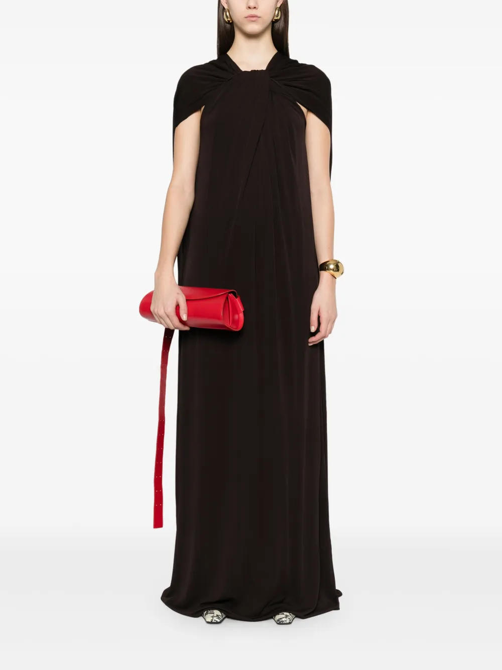 Jil Sander Jersey maxi-jurk - Bruin