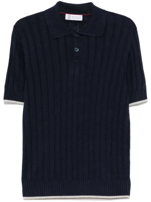 Polo en maille à design nervuré - Brunello Cucinelli - Modalova