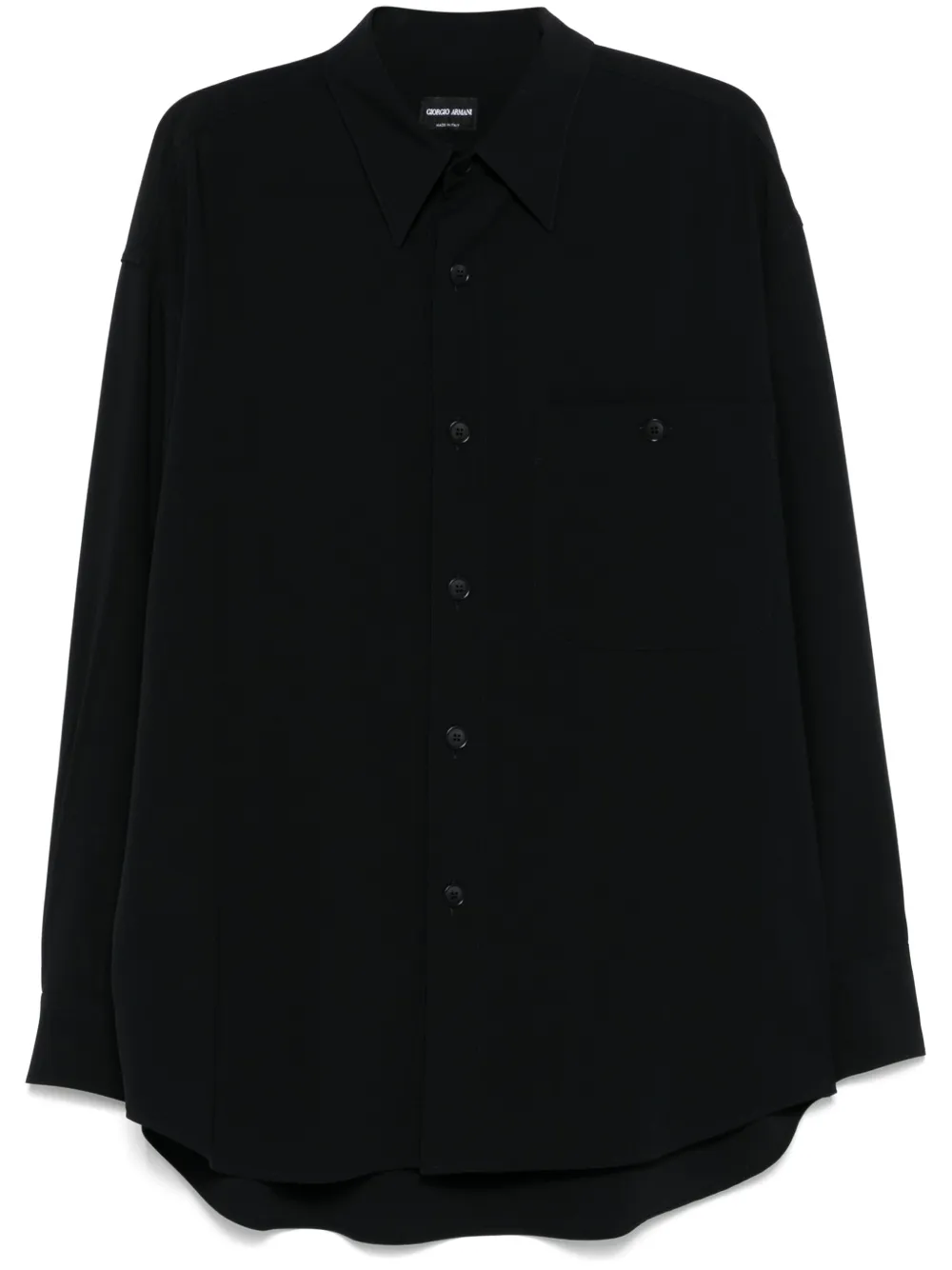 Giorgio Armani Midnight Blue Cotton Shirt With Classic Collar In Blue