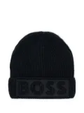BOSS Kidswear logo-embossed beanie hat - Blue