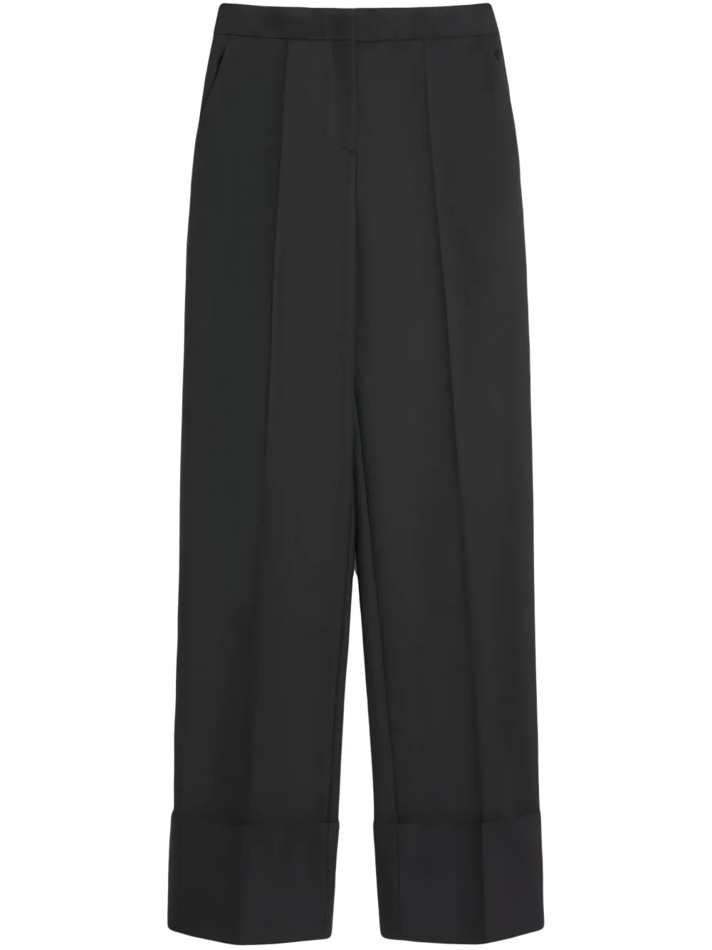 Valentino Wool Trousers With Straight Leg And High Waist In Black