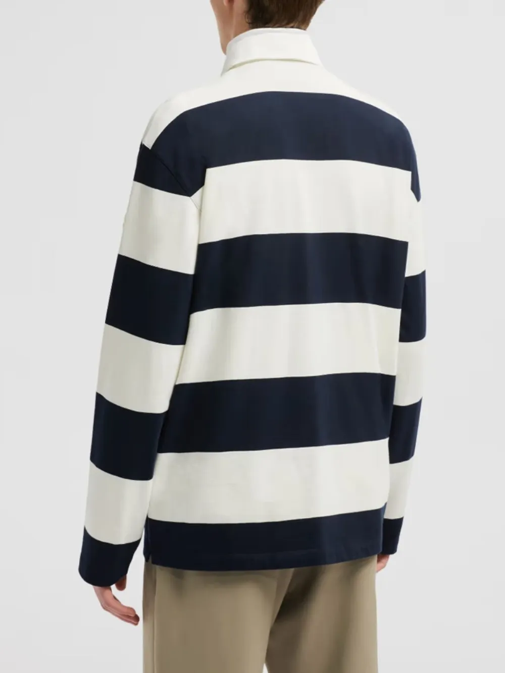 Moncler Long Sleeve Striped Rugby Shirt In White