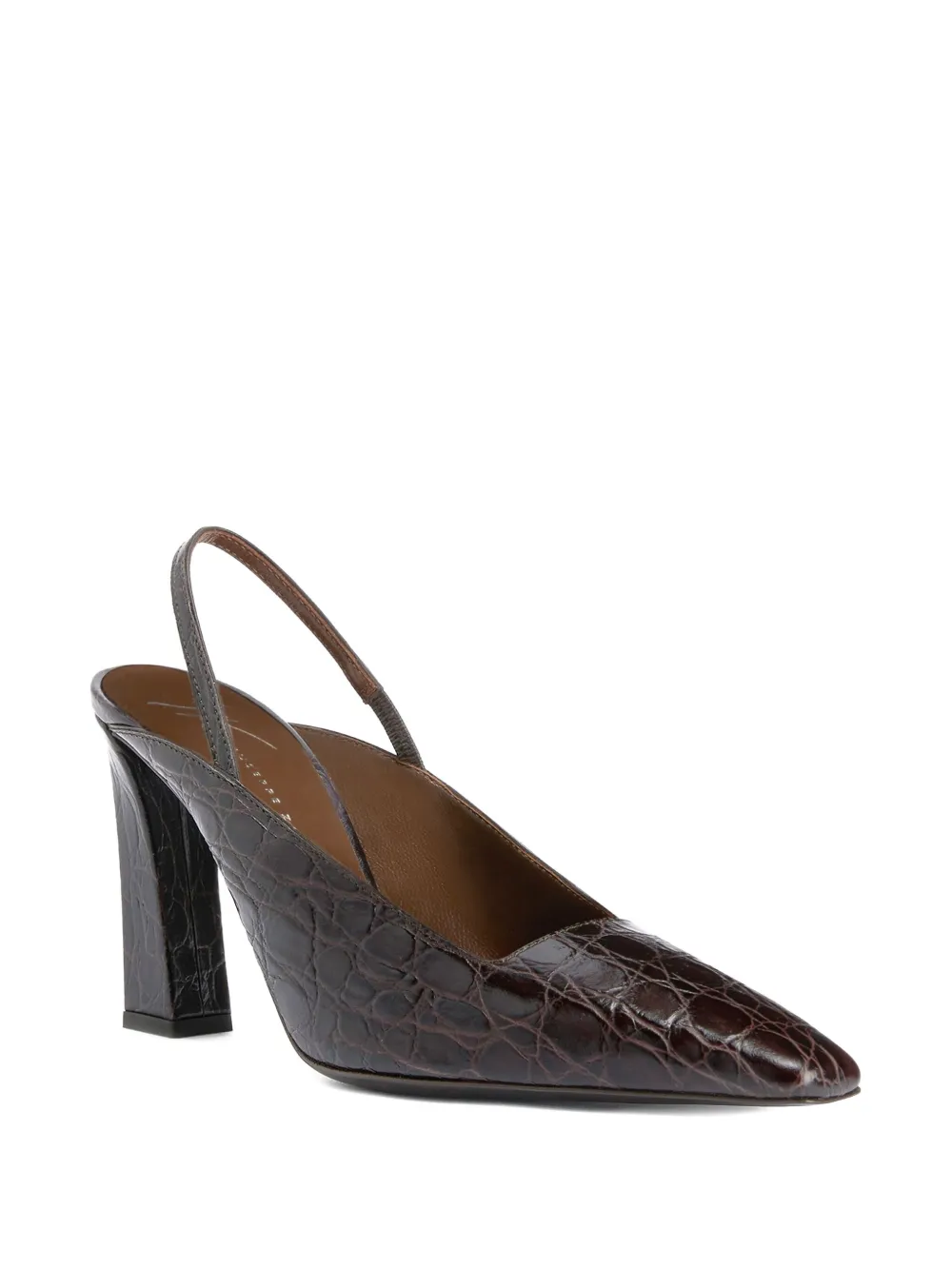 Giuseppe Zanotti 90mm Brendha crocodile-effect slingback pumps Bruin