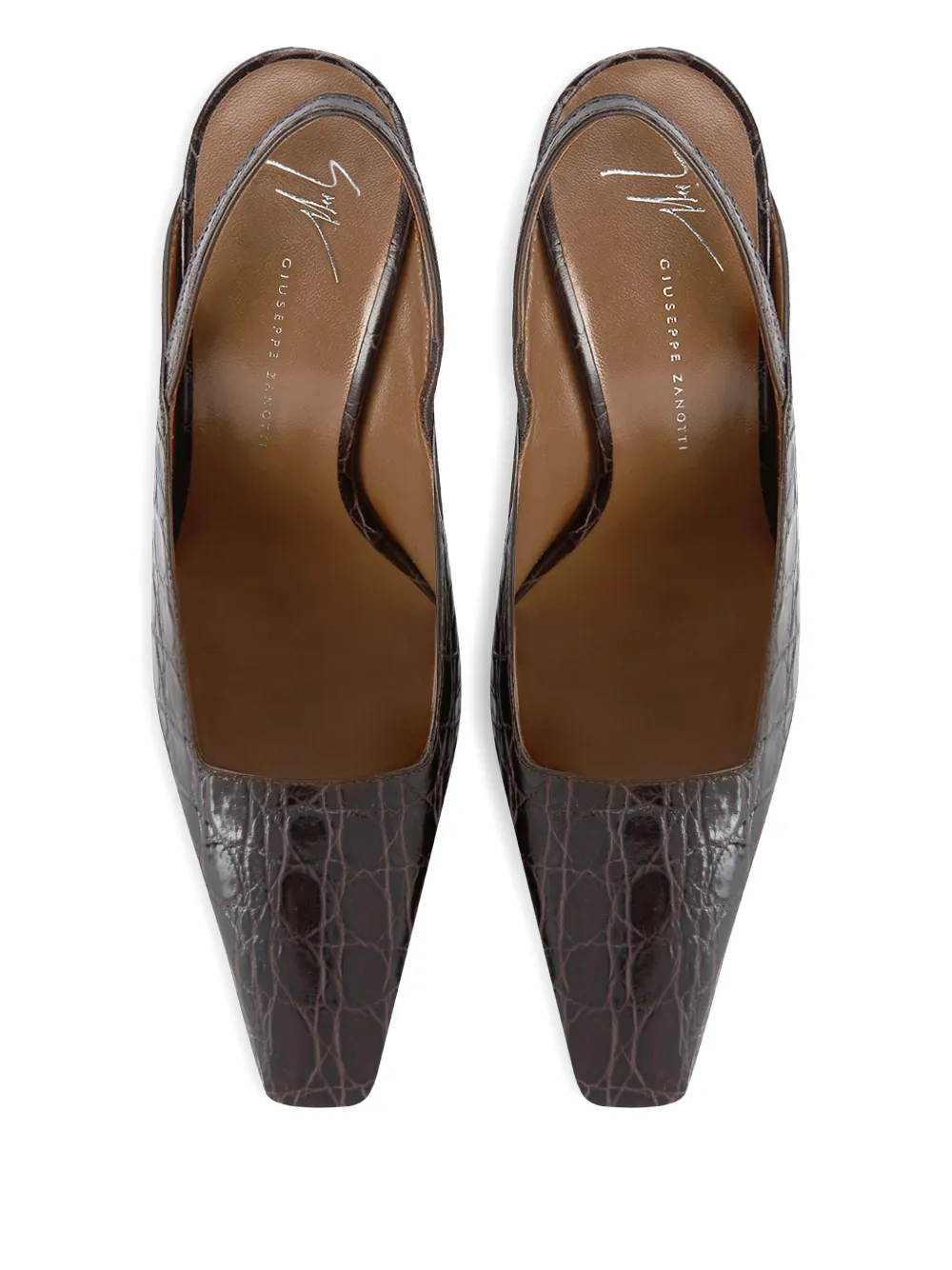 Giuseppe Zanotti 90mm Brendha crocodile-effect slingback pumps Bruin