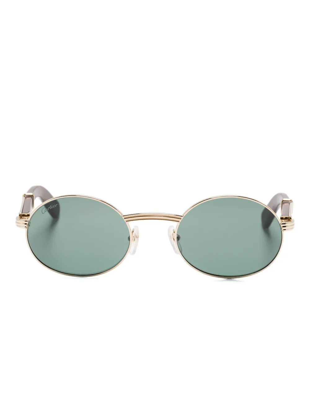 Cartier Eyewear ウッドディテール サングラス - ゴールドトーン Cartier Eyewear ウッドディテール サングラス - ゴールドトーン