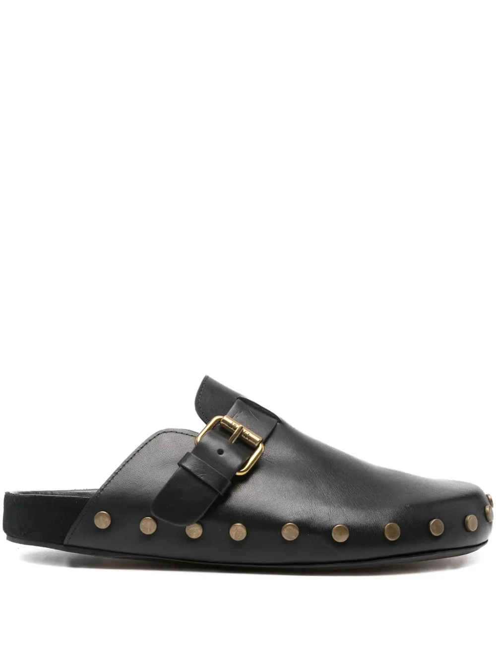 ISABEL MARANT Mirvin buckled studded mules Zwart