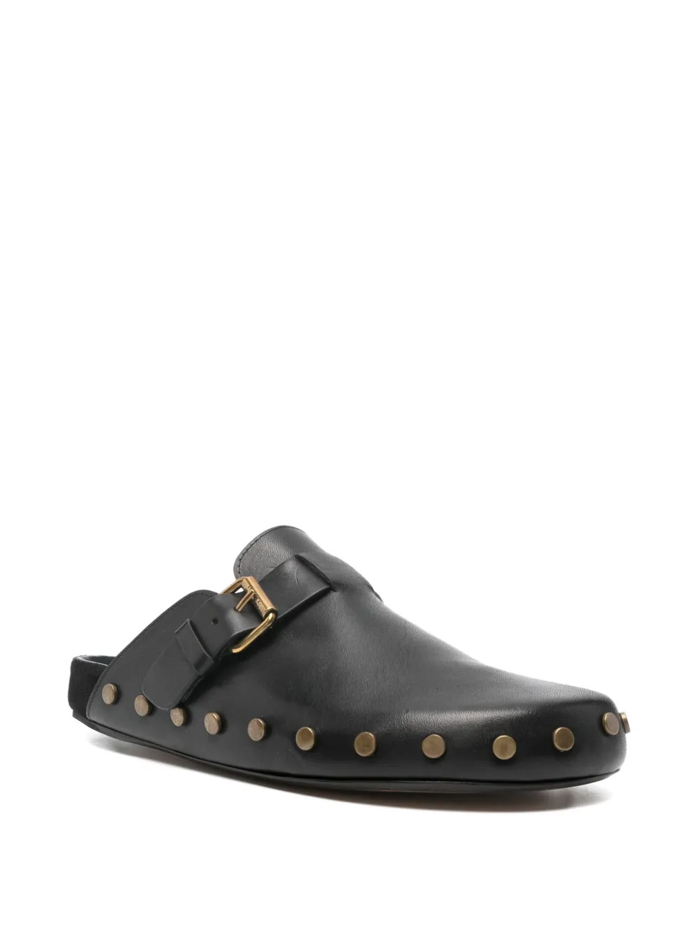 ISABEL MARANT Mirvin buckled studded mules Zwart
