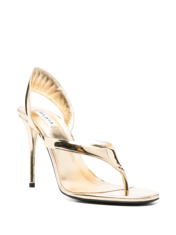 【関税&送料込】Alaia Tong Sandals 90 ALAÏA Tong 90 mirrored-leather sandals | NET-A-PORTER