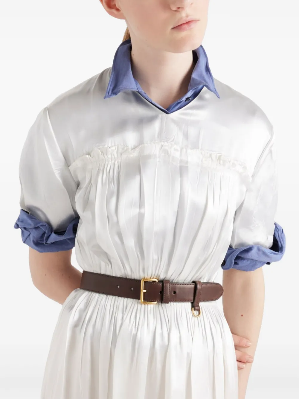 Prada Satijnen midi-jurk Wit