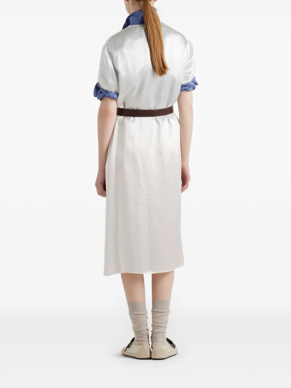 Prada Satijnen midi-jurk Wit